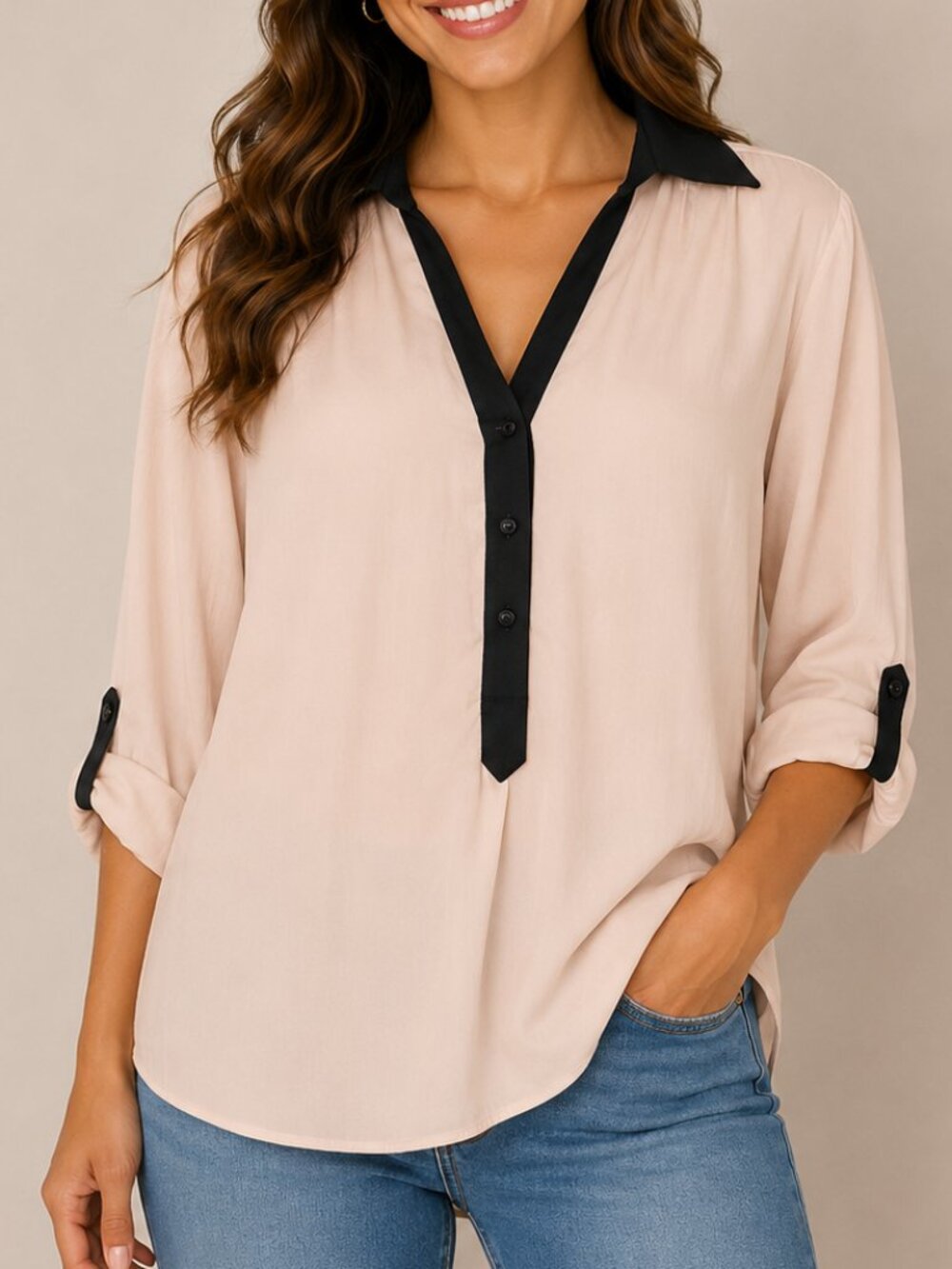 TRUTH NYC Relaxed Fit Lightweight Blouse Size Large